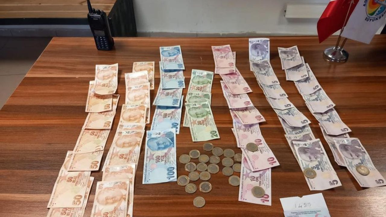 Adana'da 3 saat dilenen şahsın üzerinden bin 385 lira çıktı