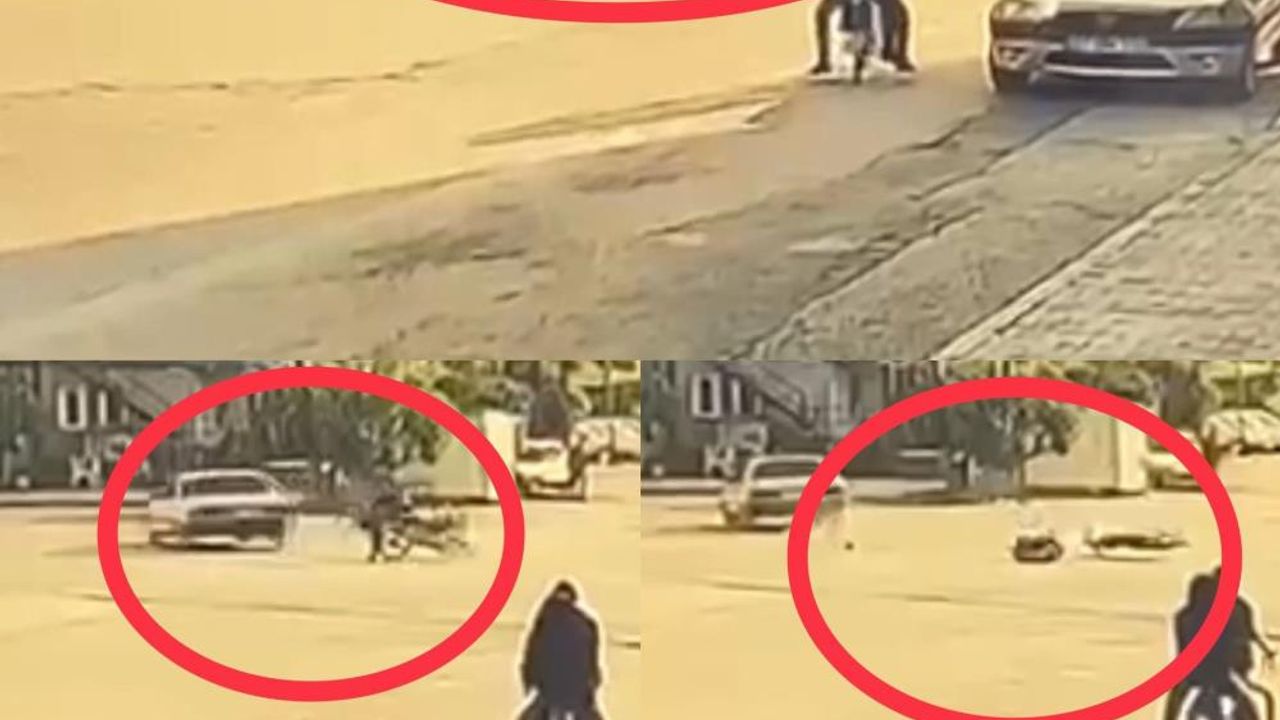 Adana'da o anlar kamerada: Motosikletle otomobil çarpıştı, sürücü savruldu