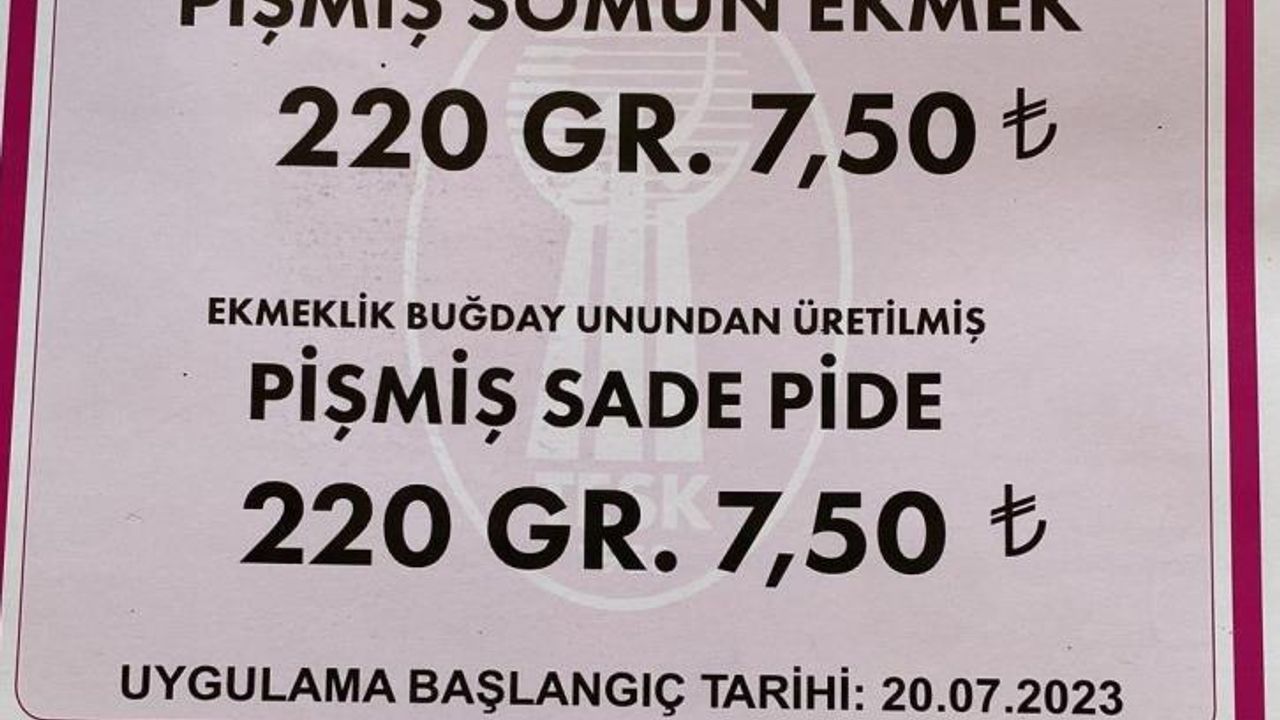Ekmek Adana’da 20 Temmuz’dan itibaren 7.5 lira