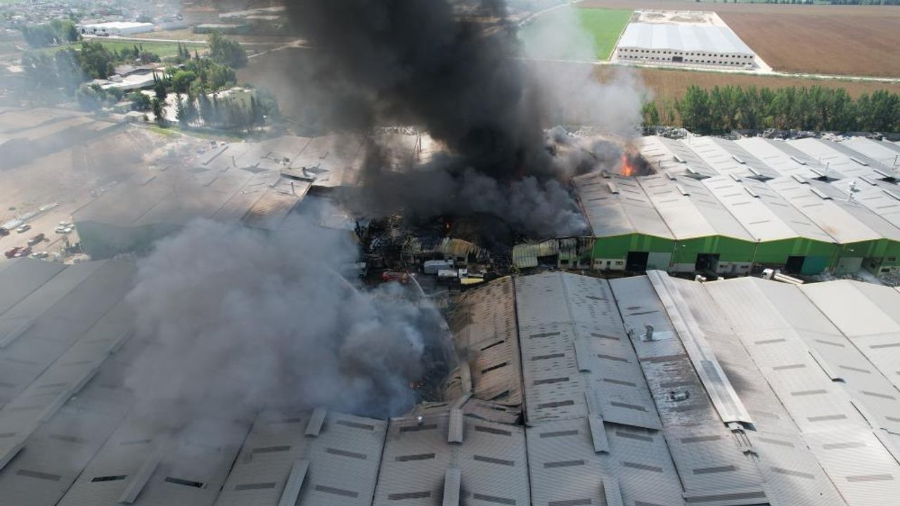Adana'daki yangın havadan görüntülendi
