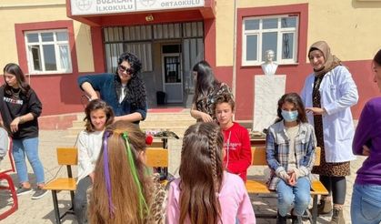 Köy okullarındaki öğrencilere saç bakımı