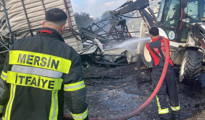 Mersin'de narenciye paketleme tesisindeki yangın söndürüldü